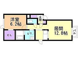 シャーメゾンラ・クールA 1LDKの間取図画像