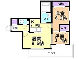DPレジデンス元町 2LDKの間取図画像