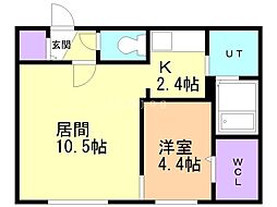 札幌市東区北十三条東5丁目マンション 1LDKの間取図画像