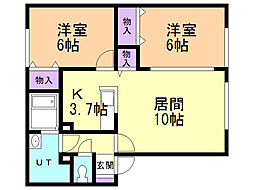 ウィルモア百合が原 2LDKの間取図画像
