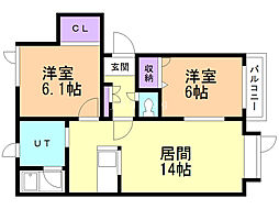 グラヴィス 2LDKの間取図画像