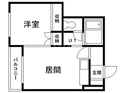 サン・ロイヤルハイツ 1DKの間取図画像