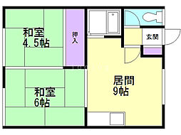 第4豊田マンション 2LDKの間取図画像