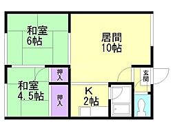シティハイム30 2LDKの間取図画像