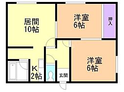 コーポサンロード 2LDKの間取図画像