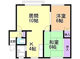 第2佐久間マンション 2LDKの間取図画像