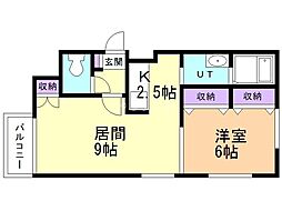 コムフォート北16条 4階1LDKの間取り