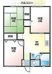 エクセル津久井 3DKの間取図画像