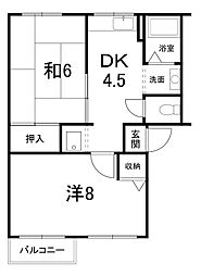 コーポタカハ 2DKの間取図画像