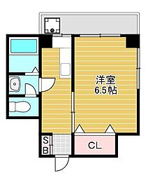 アネックスM 6階1Kの間取り