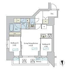 Brillia ist 浅草 2LDKの間取図画像