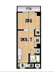 モンシェール三ノ輪 1DKの間取図画像