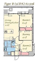 台東区下谷2丁目マンション 3LDKの間取図画像