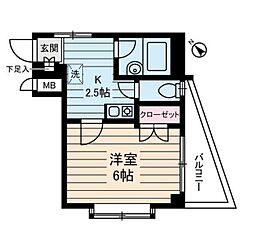 ハイツヤスハラ 1DKの間取図画像