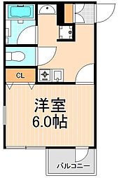 サンヒルズ 1Kの間取図画像