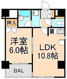 ベルメゾン上野松が谷 1DKの間取図画像