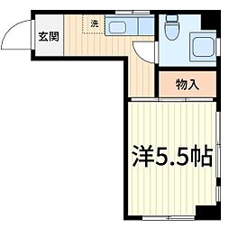 ヴィラアキモト 1Kの間取図画像
