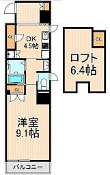アルコバレーノASAKUSA 1DKの間取図画像