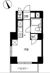 スカイコート浅草3 ワンルームの間取図画像