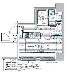 メインステージ入谷3 1Kの間取図画像