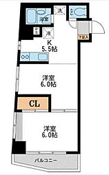 阪上ロイヤルハイツ第二 2DKの間取図画像