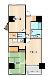 サンハイム清水 2LDKの間取図画像