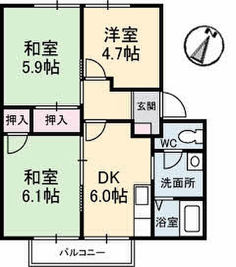 アプリコット 205｜愛媛県西条市三津屋(賃貸アパート3DK・2階・50.78㎡)の写真 その3
