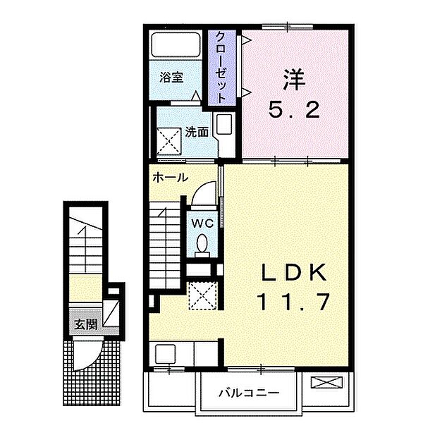 クルールB 202｜愛媛県西条市北条(賃貸アパート1LDK・2階・43.32㎡)の写真 その3