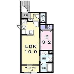 アクアドラセナB 1LDKの間取図画像