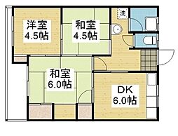 北野マンション 3DKの間取図画像