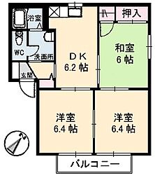 フォレスト北日吉C 2LDKの間取図画像