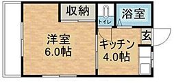 コーポ野咲 1Kの間取図画像