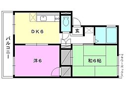 コーポ水泥 2DKの間取図画像