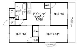 キャメリアハイツ 3DKの間取図画像