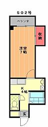 三宝マンション 1Kの間取図画像