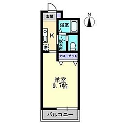 フィネスエンゼル 1Kの間取図画像