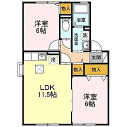 リヴェールコートA 2LDKの間取図画像