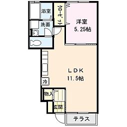 ドゥ・キーマ 1LDKの間取図画像