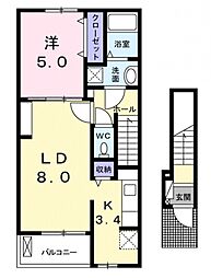 クラール壬生川駅西A 1LDKの間取図画像