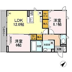 アドレコスモス 2LDKの間取図画像