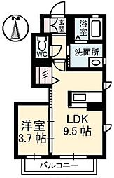シャーメゾンパピヨン 1LDKの間取図画像