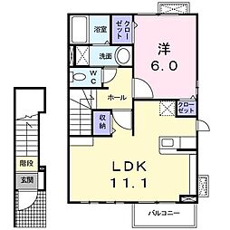 ベルガーデンA 1LDKの間取図画像