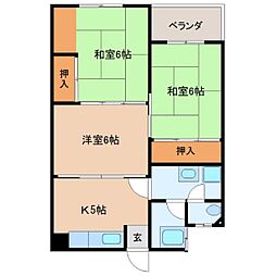 ルミウス北高下 2LDKの間取図画像