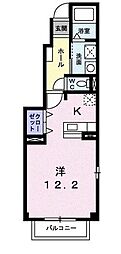 ガーデンヴィラB ワンルームの間取図画像