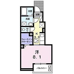 アモーレ周布2 1Kの間取図画像