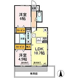 セジュール・ポートA 2LDKの間取図画像