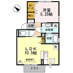 セジュール上ノ山2 1LDKの間取図画像