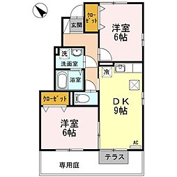 アクエリアス 2DKの間取図画像