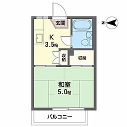 ヴィラさくら 1Kの間取図画像
