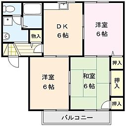 ドエルハウス南高下A 3DKの間取図画像